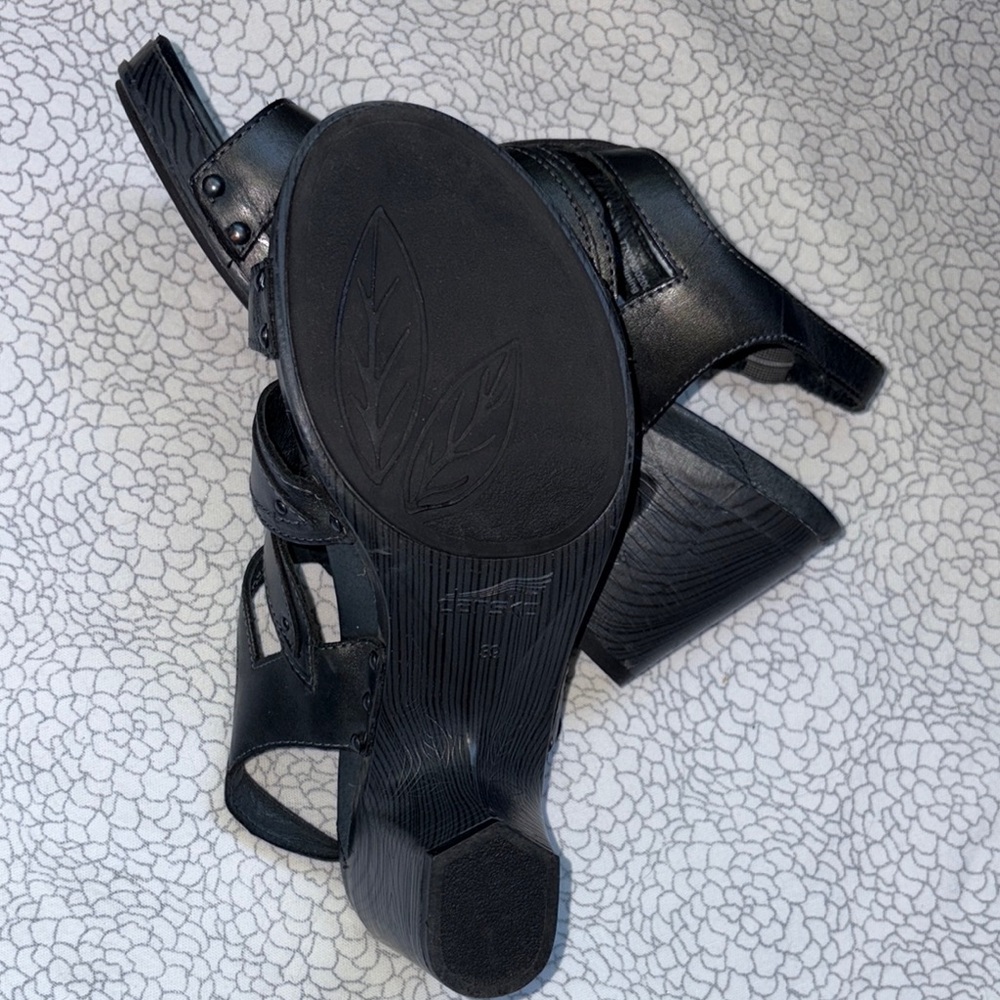 Dansko Black Chunky Heel Sandals - Picture 4 of 8
